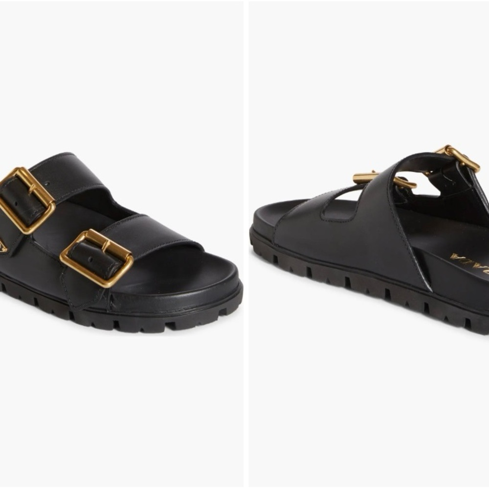 ISO PRADA Black Leather Sandals with Buckles